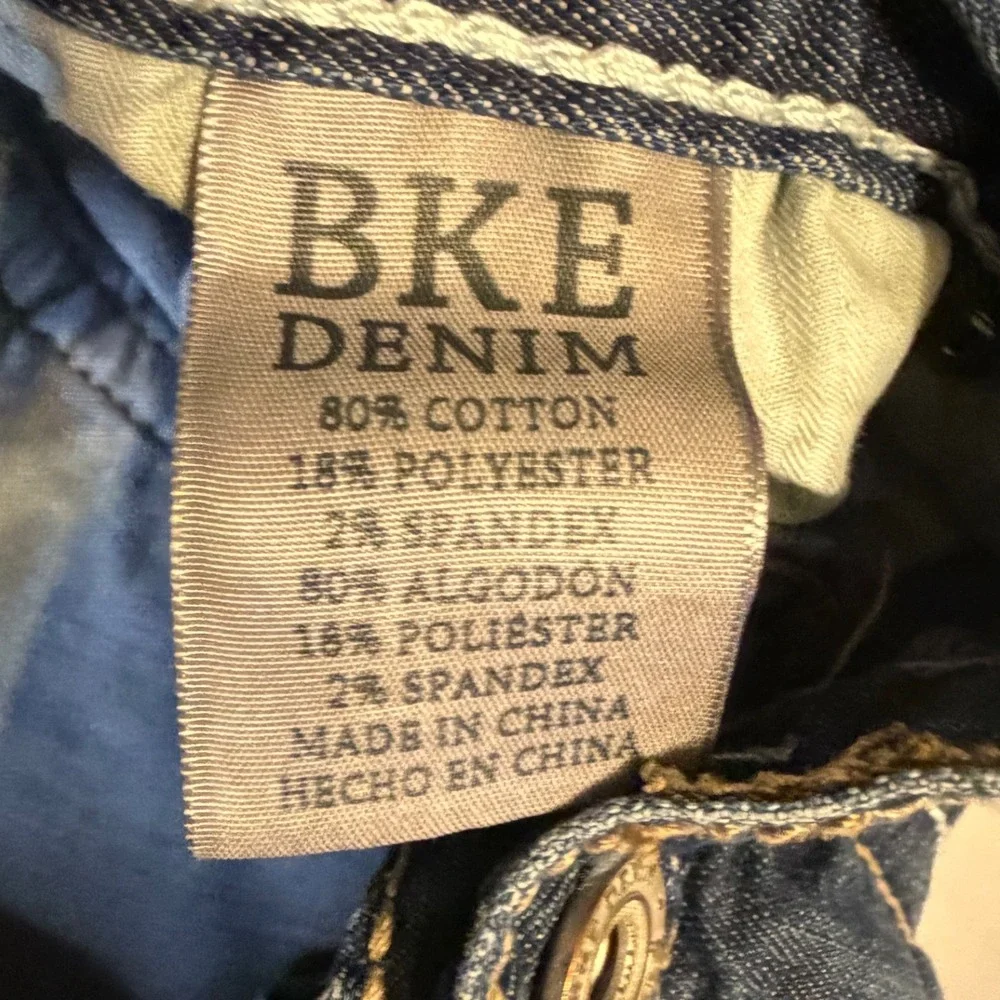 BKE Tyler Mens‎ Denim Shorts Size 29 Medium Wash Distressed Contrast Stitch